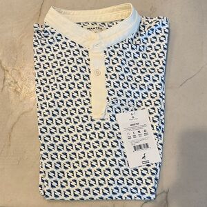 MantraBand Blue and White Patterned Casual Shirt